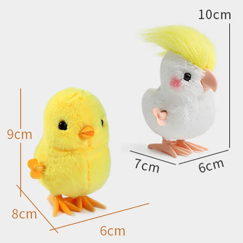 New Cute Jumping Parrot Chick Clockwork Toy Walking Simulation Plush Wind Up Vintage Toys for Kids 2 To 4 Years Old Toys Gift