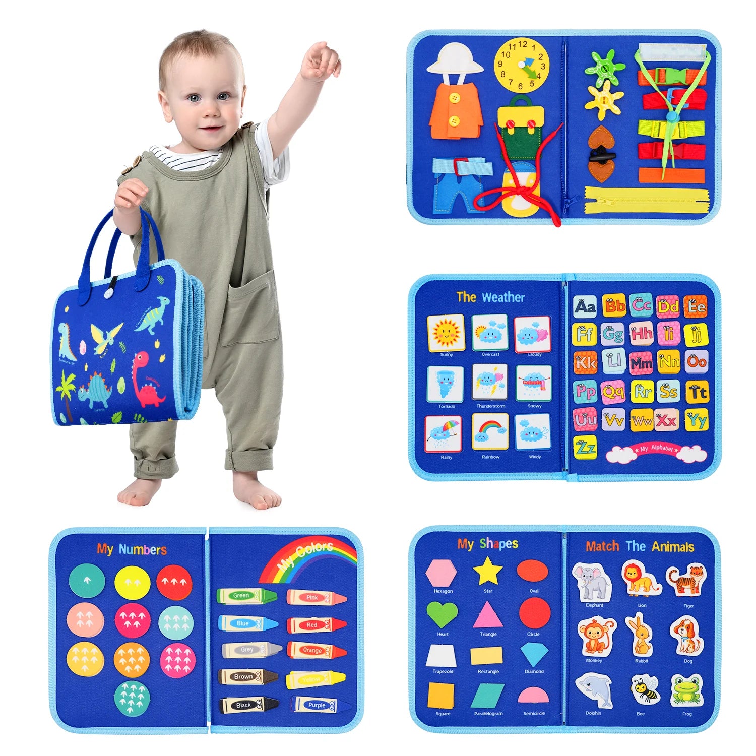 Montessori Busy Board Toys Toddlers Busy Book For Fine Motor Educational Learning Activities With Life Skills Sensory