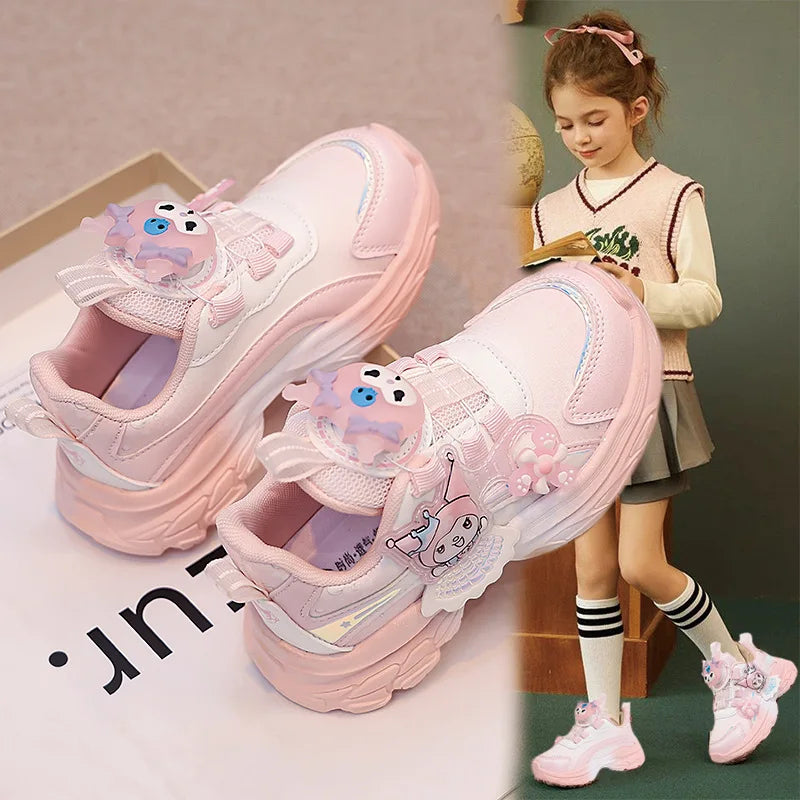 Princess-Themed Spring 2025 Children's Sports Shoes For Girls With Illuminating Buttons Breathable Design For School Campus
