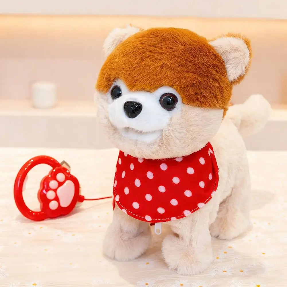 Interactive Plush Pet Toy with Walking Tail Wagging Voice Mimicry Touch Sensitive Remote Control Leash for Kids Gift