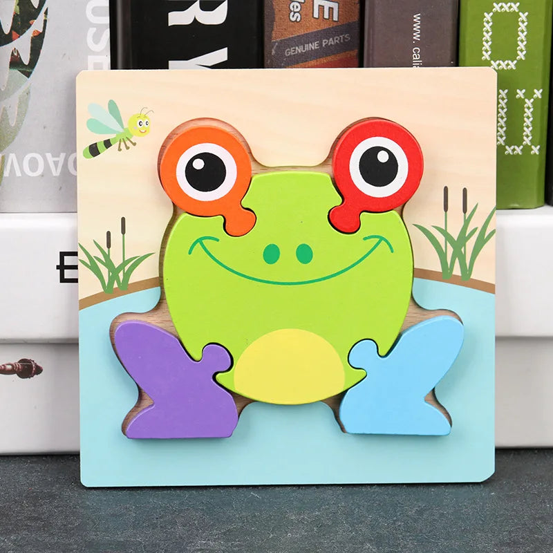 Baby High Quality 3D Wooden Puzzles Educational Cartoon Animals Early Learning Intelligence Puzzle Game Toys for Children