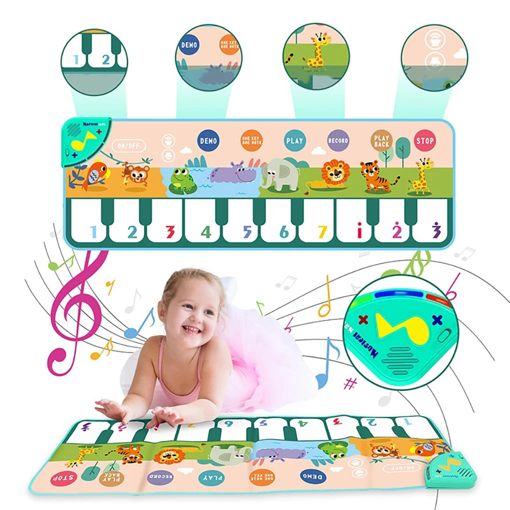 15*44" Educational Baby Play Mat Newborn Piano Gym for 0-12 Months Music Games For Babies Development Baby Activities Toys