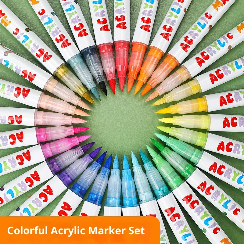 12/24/36/48 Colors Direct Liquid Acrylic Paint Marker Soft Brush Tip Pens Sets Professional Drawing For DIY Artistic Creation