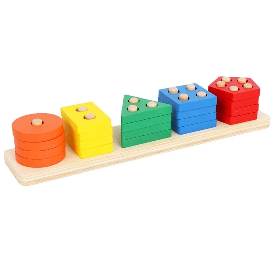 Early education equipment geometric set columns, infant and child intelligence assembly building blocks boy toys