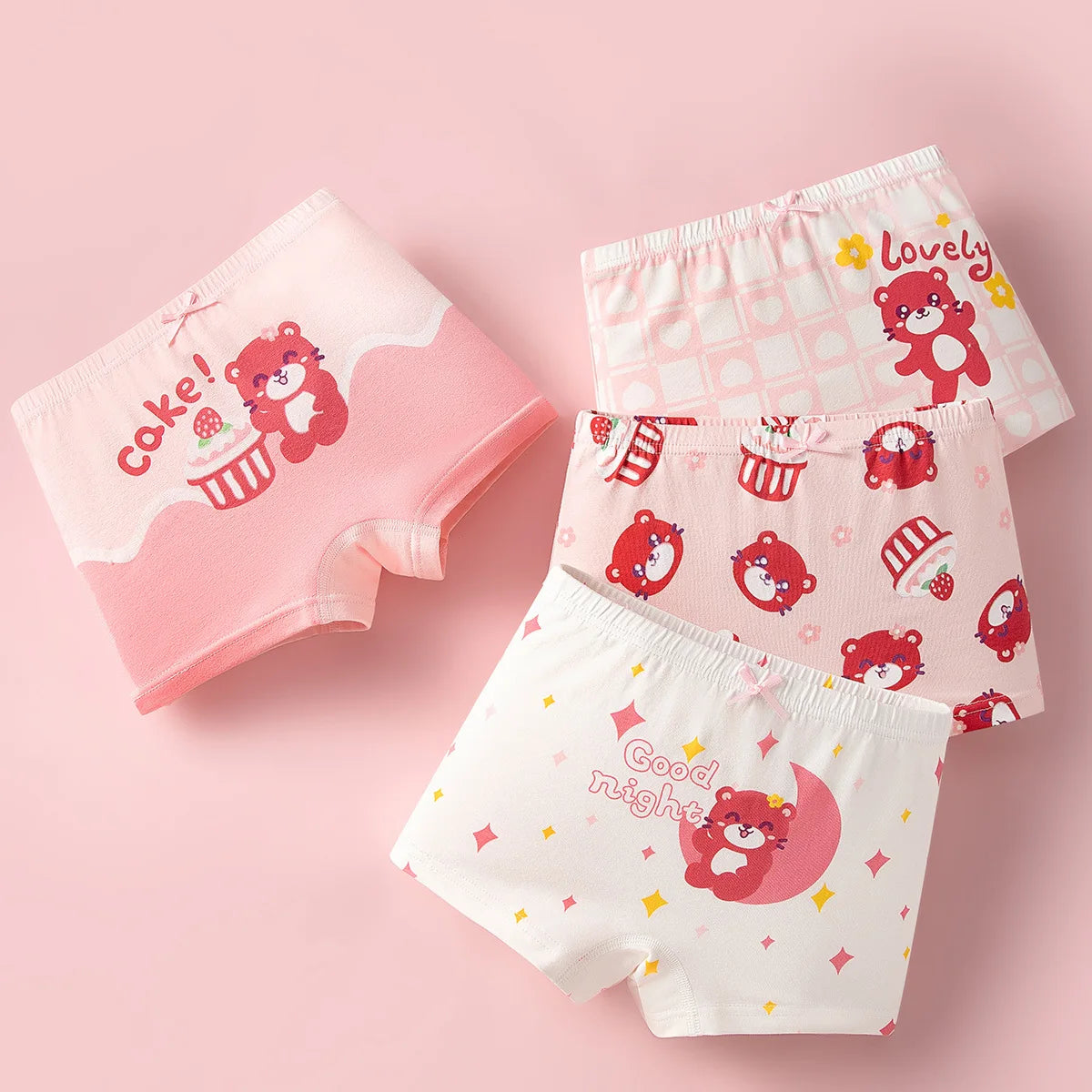 4pcs Cotton Girls Soft Panties Baby Lovely Character Pattern Cartoon Panty Students Boxer Briefs Kids Underwears Children Boxers