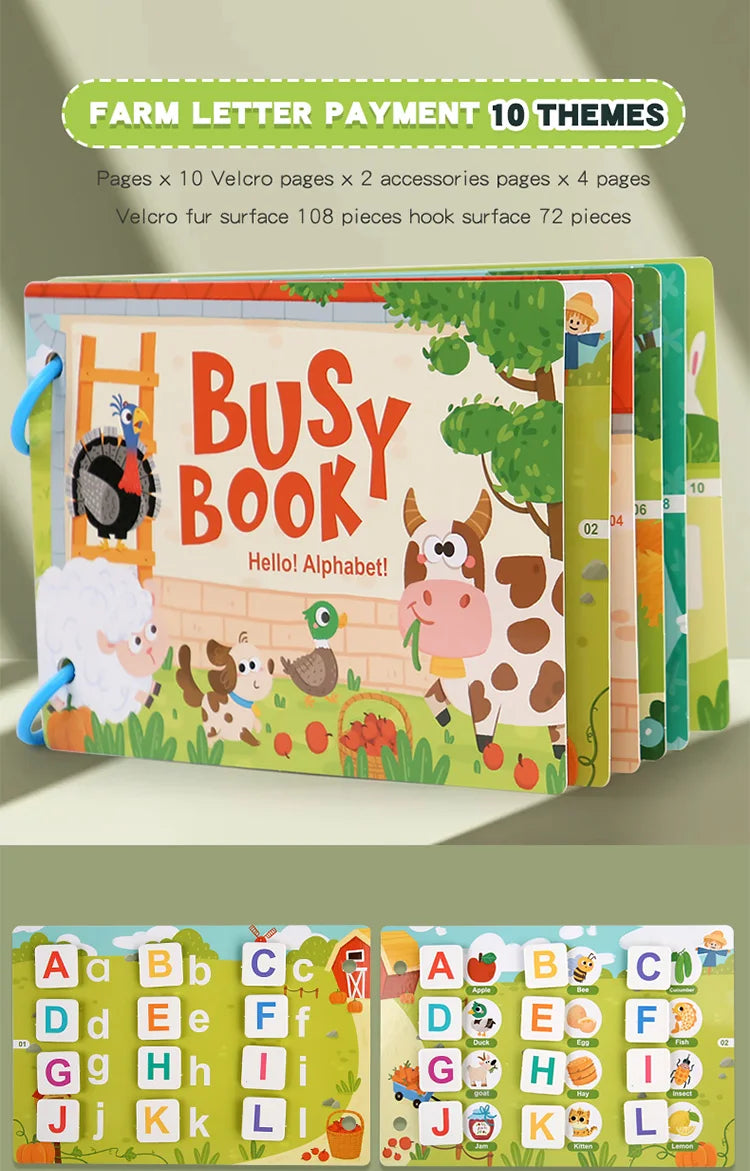 Early Education Puzzle Enlightenment Busy Book, Multiple Themes of Cognitive Tear-Off Toy Book, Early Development of Concentration and Hand-Eye Coordination