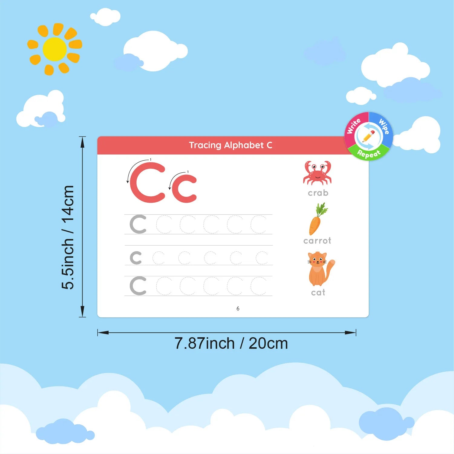 Children's Montessori Early Education Handwriting Exercise Book Reusable Word Writing Practice with Pen Training Card