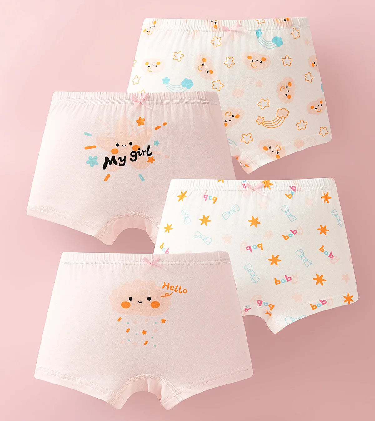 4pcs Cotton Girls Soft Panties Baby Lovely Character Pattern Cartoon Panty Students Boxer Briefs Kids Underwears Children Boxers