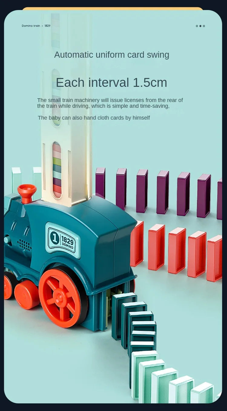 Automatic Laying Domino Train Electric Car Brick Blocks Kits Creative Games Intelligence Educational DIY Toys Kids Birthday Gift