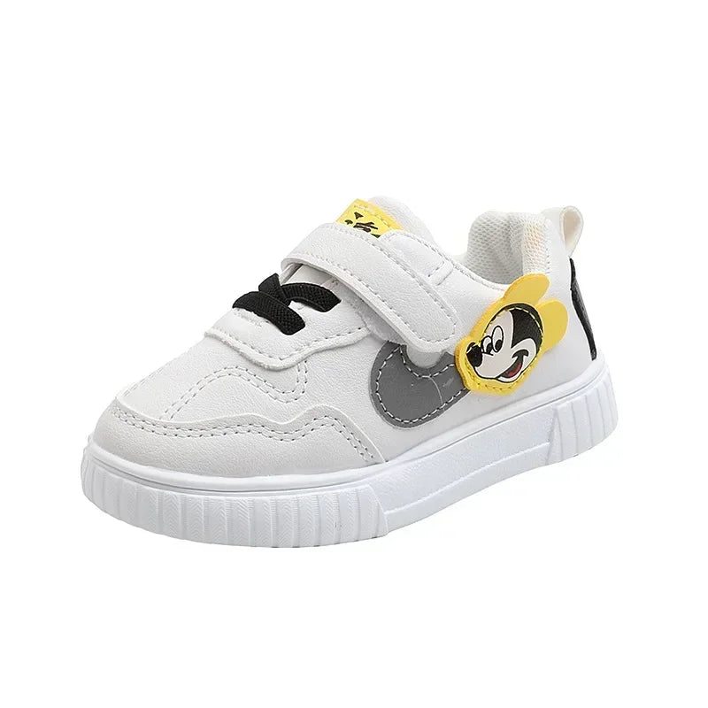 Disney White Casual Shoes For Baby Boy Girl Brand Children Sneaker Mickey Mouse Kids Shoes Toddler Walking Shoes Size 15-25