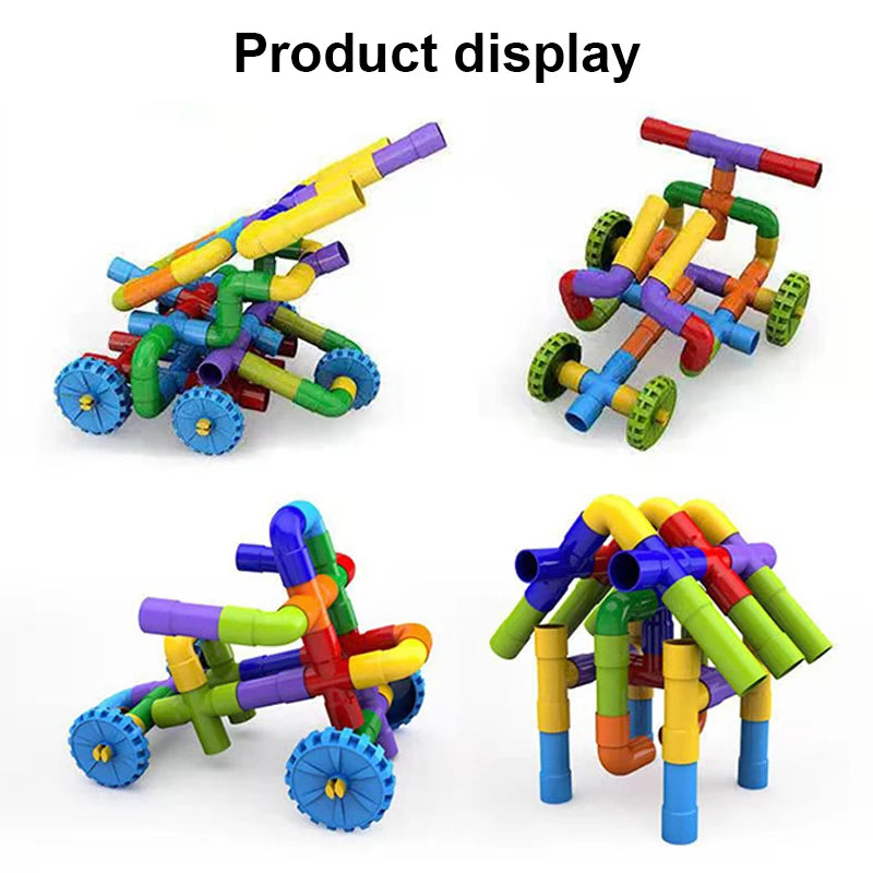 Pipeline building block assembly children's water pipe beneficial intelligence splicing brain toy
