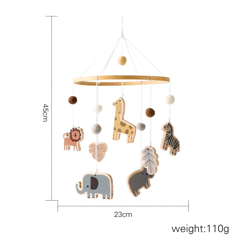 Baby Wooden Bed Bell Cartoon Rabbit Mobile Hanging Rattles Toy Hanger Crib Mobile Bed Bell Wood Toy Holder Arm Bracket Kid Gifts