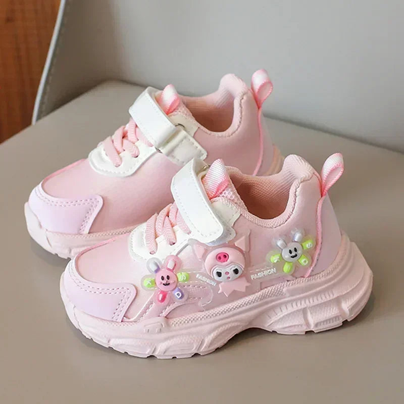 Sanrio hello kitty  cartoon running shoes children casual shoes lights kuromi Autumn and winter LED sneakers sports shoes