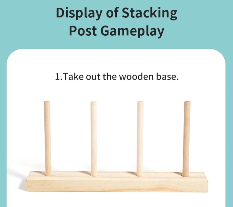 Wooden Children's Animal Changing Clothes Column Pattern Matching Color Recognition Fine Motor Training Game Educational Toys