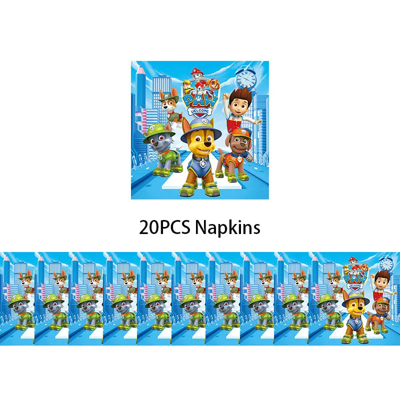 Paw Patrol Birthday Decorations Paw Patrol Tableware Plates Cups Balloons Banner Backdrop Cake Toppers Gift Bags Party Supplies