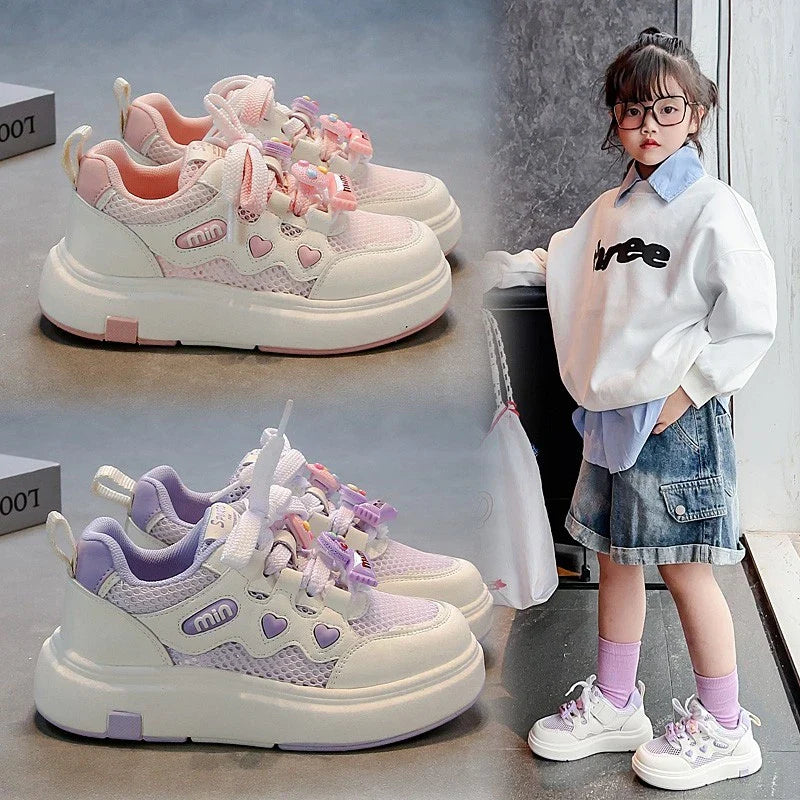 Girls' mesh shoes 2025 Spring and Autumn new children's sports shoes mesh breathable girls' casual shoes board shoes