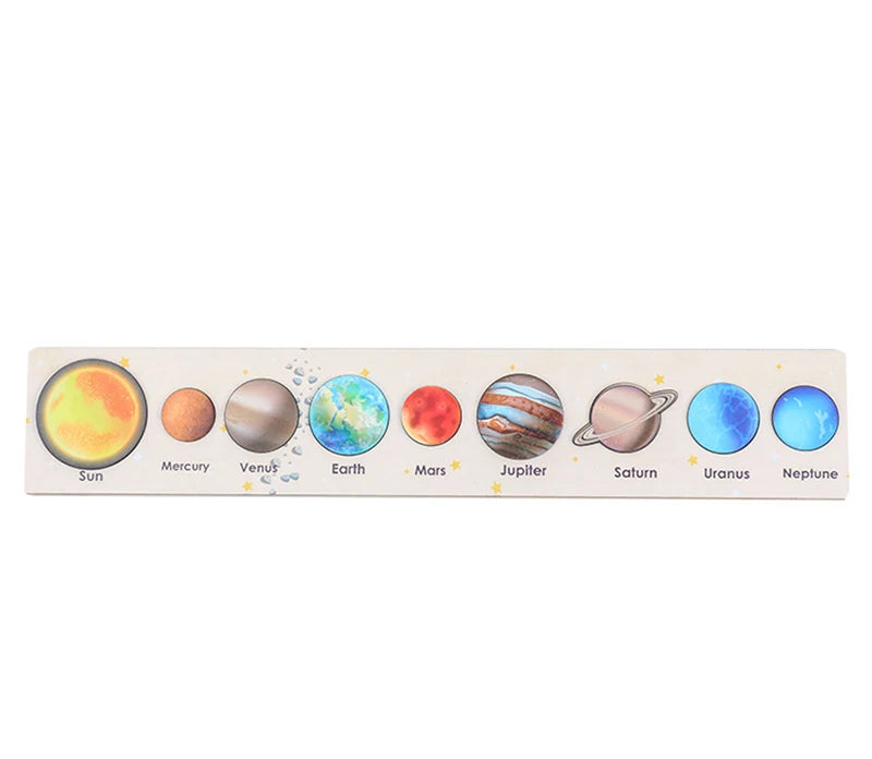 Children Wooden Space Planet Puzzles Montessori Toys Planet Matching Game Jigsaw Tray Universe Solar System Science Learning Toy