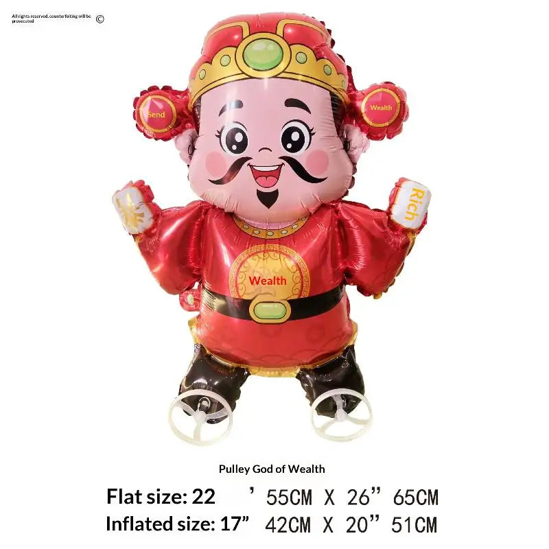 4D Cartoon Foil Balloons Elephant Stand Walking Balloon With Wheel For Kids Birthday Party Decoration Baby Shower