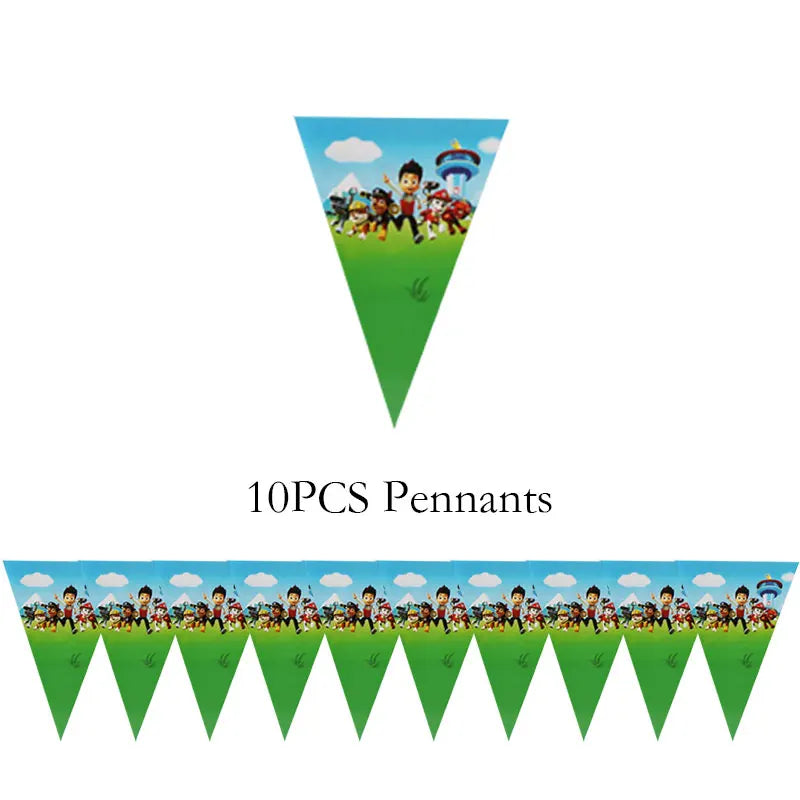 Paw Patrol Birthday Decorations Paw Patrol Tableware Plates Cups Balloons Banner Backdrop Cake Toppers Gift Bags Party Supplies