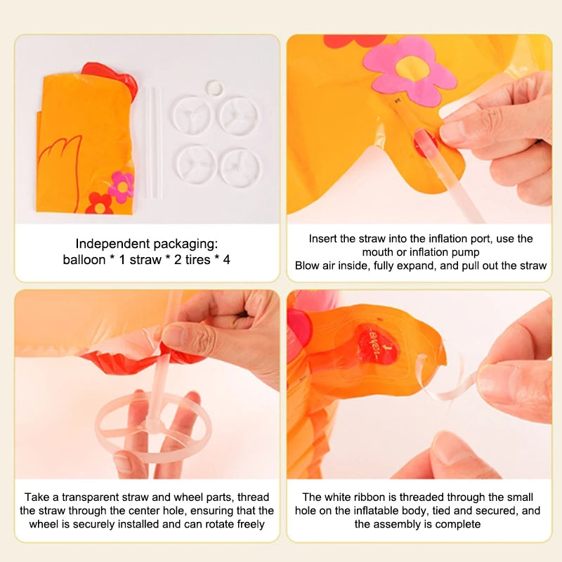 4D Cartoon Foil Balloons Elephant Stand Walking Balloon With Wheel For Kids Birthday Party Decoration Baby Shower