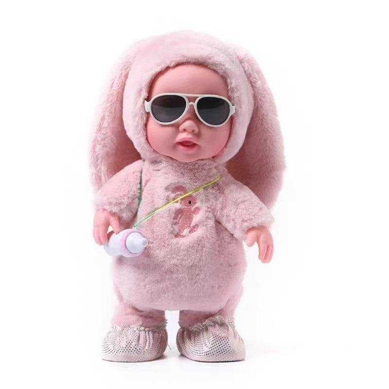 HYRAX Children's Electric Plush Baby Doll with Milk Bottle Can Sing Dance Walk Talk And Mimic Rechargeable Toy For Girls
