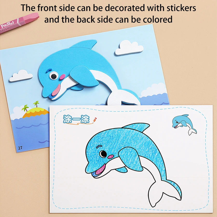 6pcs/set 3D EVA Foam Sticker DIY Cartoon Princess Animal Puzzle for Children Kids Multi-patterns Styles Toys for Children Gift