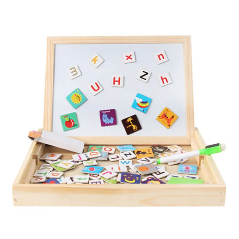 Magnetic 3D Puzzles for Kids Montessori Games Educational Toys for Children Blackboard Whiteboard Drawing Wooden Jigsaw Puzzle