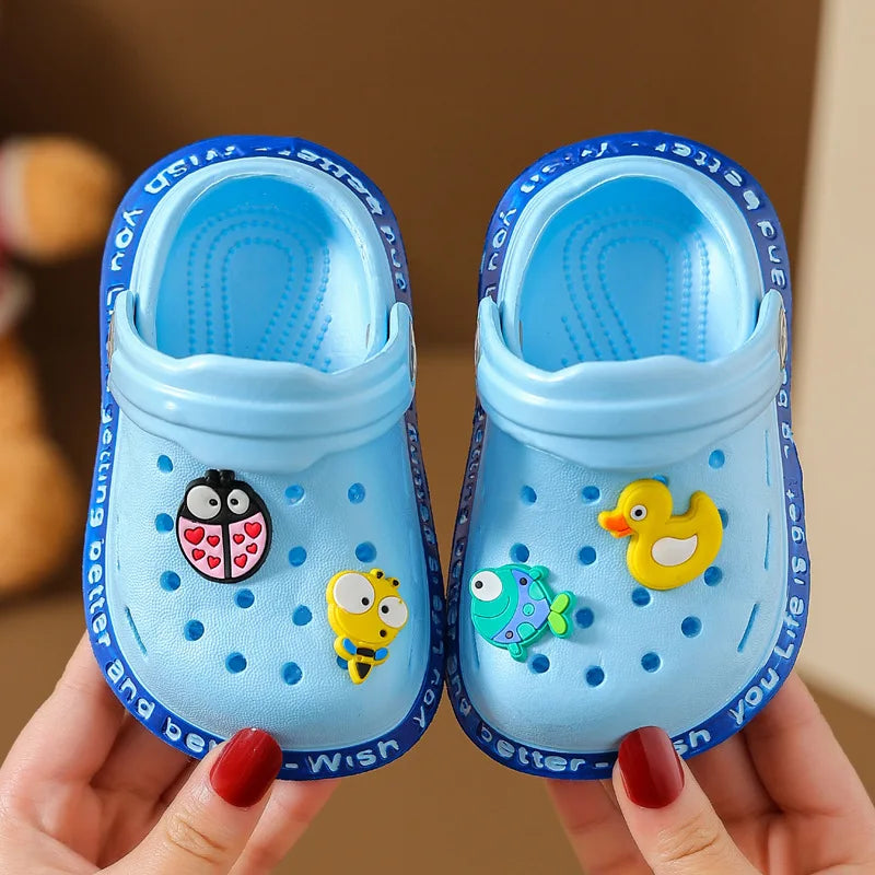 Shoes for Small and Medium-sized Babies Flip Flops Children's  for Girls in Summer Indoor Soft Soled Anti Slip Cartoon Toe Hole