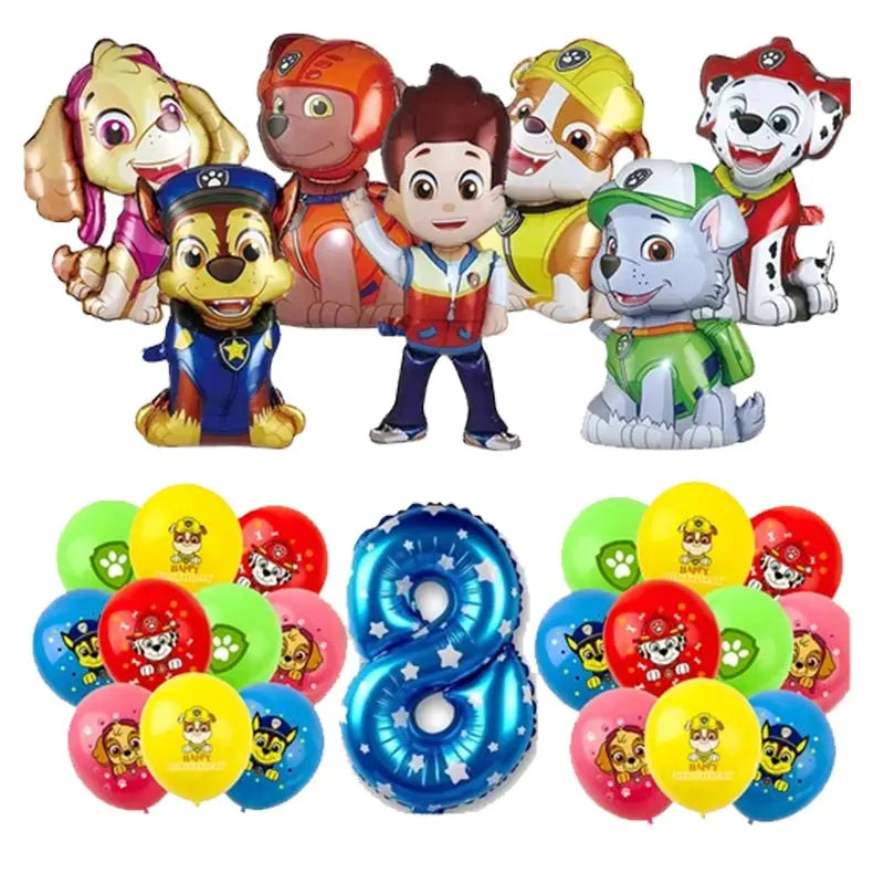 Paw Patrol Birthday Decorations Paw Patrol Tableware Plates Cups Balloons Banner Backdrop Cake Toppers Gift Bags Party Supplies