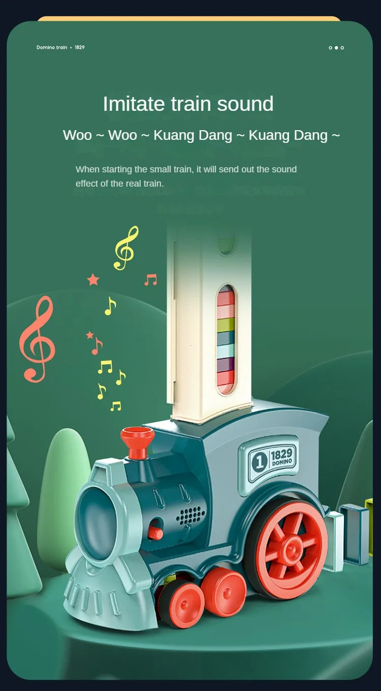 Automatic Laying Domino Train Electric Car Brick Blocks Kits Creative Games Intelligence Educational DIY Toys Kids Birthday Gift