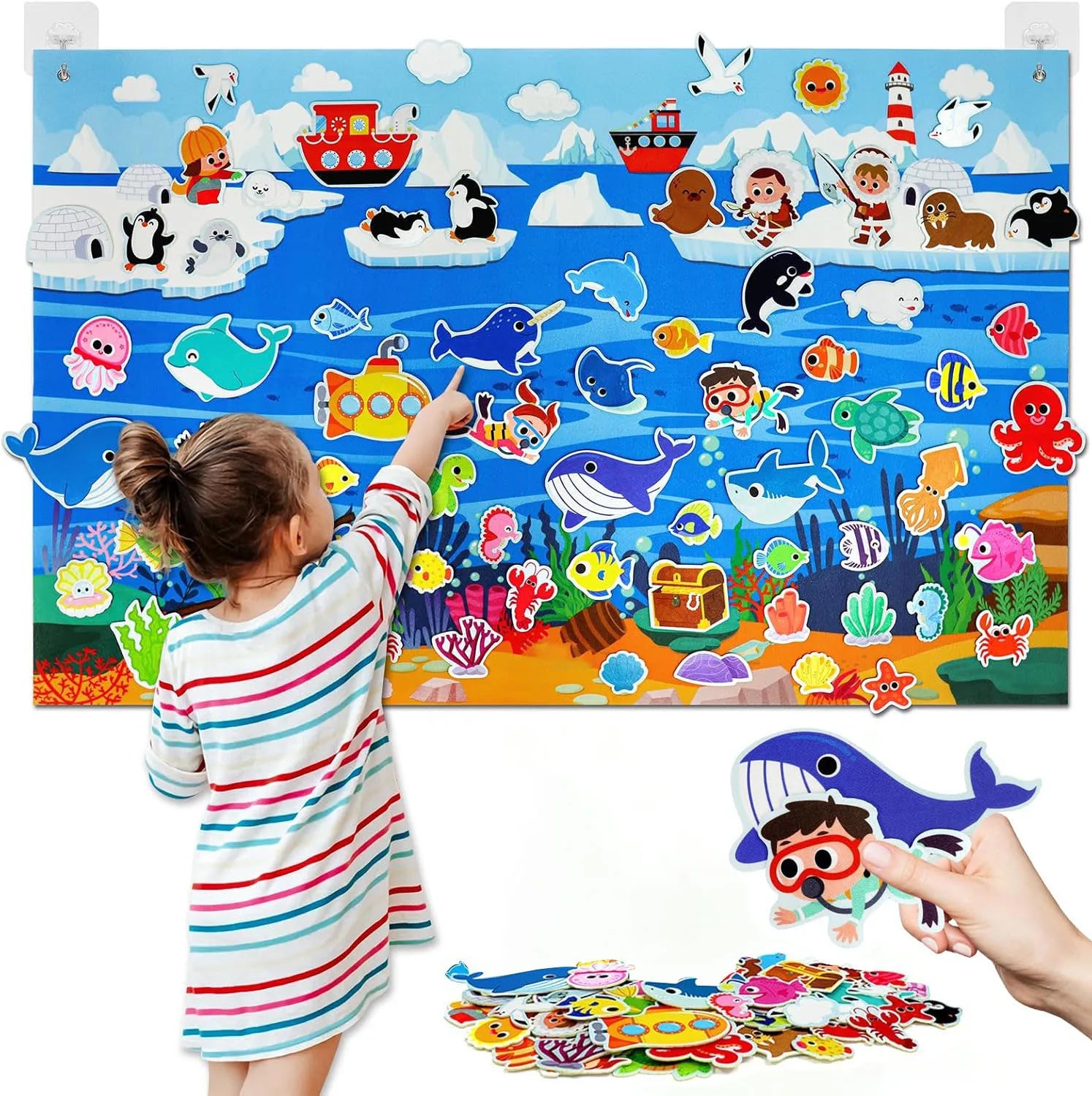  Ocean Felt Story Board Toys Farm Animals Early Learning Storytelling Flannel Board Classroom Educational Interactive Play Kit
