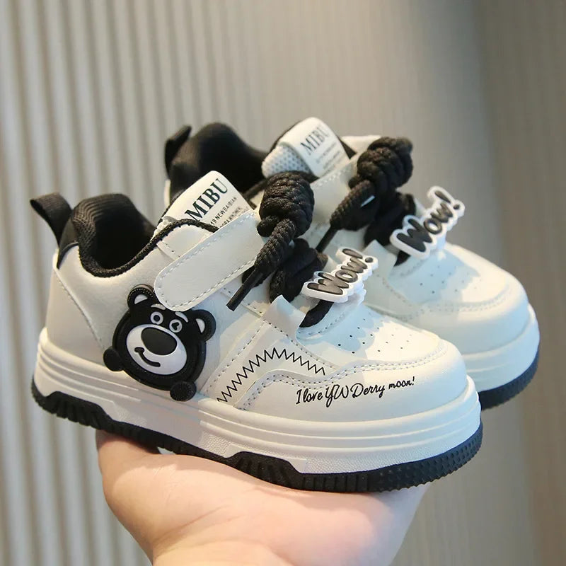 Children's Sports Shoes 2025 Spring Autumn New Girls' White Shoes Cartoon Lightweight Boys' Casual Board Shoes Soft Soled Baby S