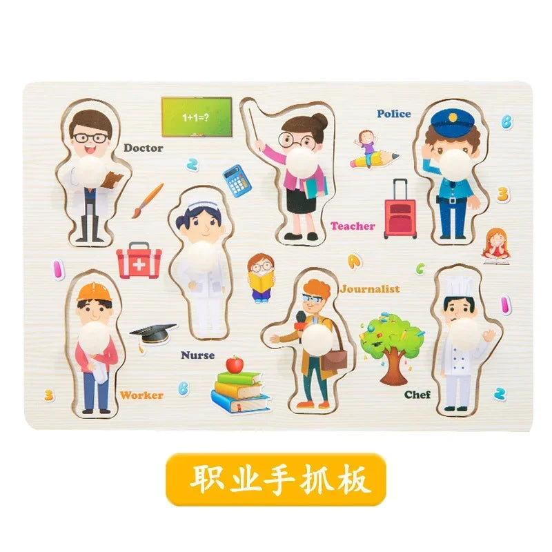 Wooden Puzzles for Toddlers Montessori Baby Learning Alphabet Number Shape Puzzle Toys Kids Educational Matching Board Wood Game