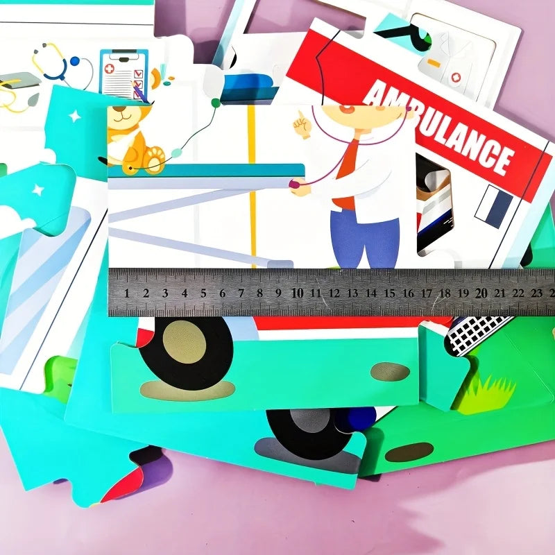 Jumbo Floor Puzzle Fire Truck Toddler Puzzles for Kids Firefighters Emergency Rescue Ambulance Jigsaw Puzzles Toys for Boy Girl