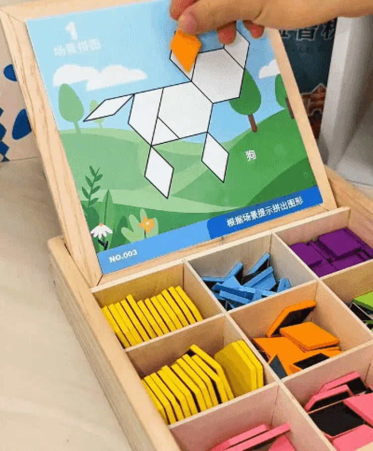 Magnetic Building Blocks Wooden Geometric Puzzle Exercise for Brain Intelligence Development Geometric Thinking Training for 2-8