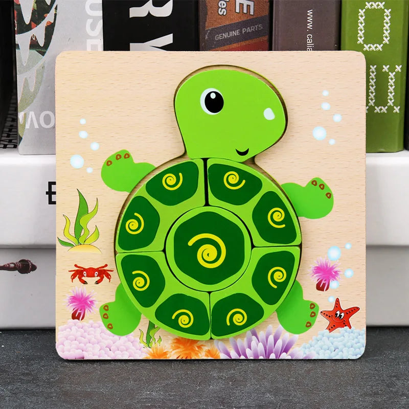 Baby High Quality 3D Wooden Puzzles Educational Cartoon Animals Early Learning Intelligence Puzzle Game Toys for Children