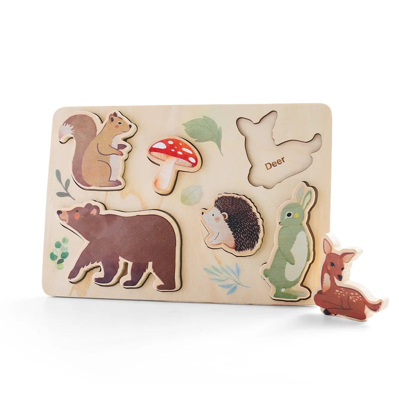 Wooden Puzzle Montessori Toys Baby Cartoon Ocean Animal Colorful Learning Education Block Toys Tangram Jigzaw Cognitive Kid Gift