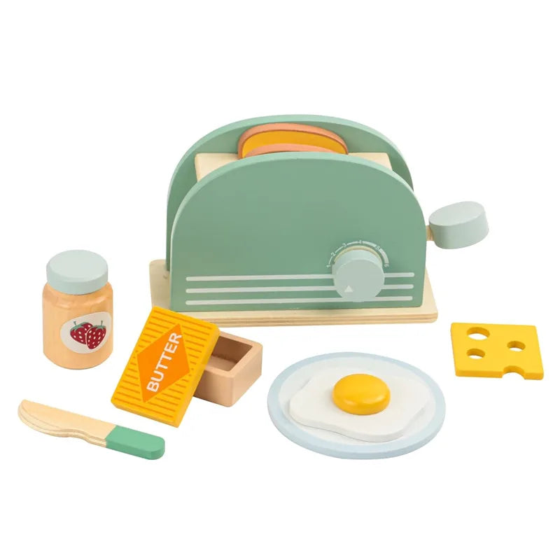 Wooden Pretend Play Kitchen Toys Coffee Machine Mixer Ice Cream Cake Toy Kids Play Food Teapot Cup Tea Set for Boys Girls Gifts