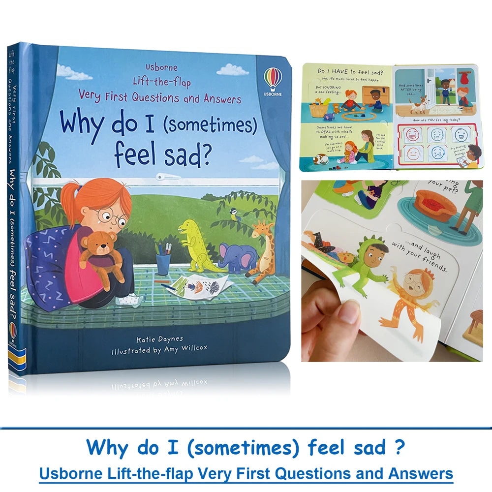 Usborne Lift The Flap Very First Questions & Answers Why Do I （Sometimes）Feel Sad ?  English Books for Kids 3D Flap Board Book