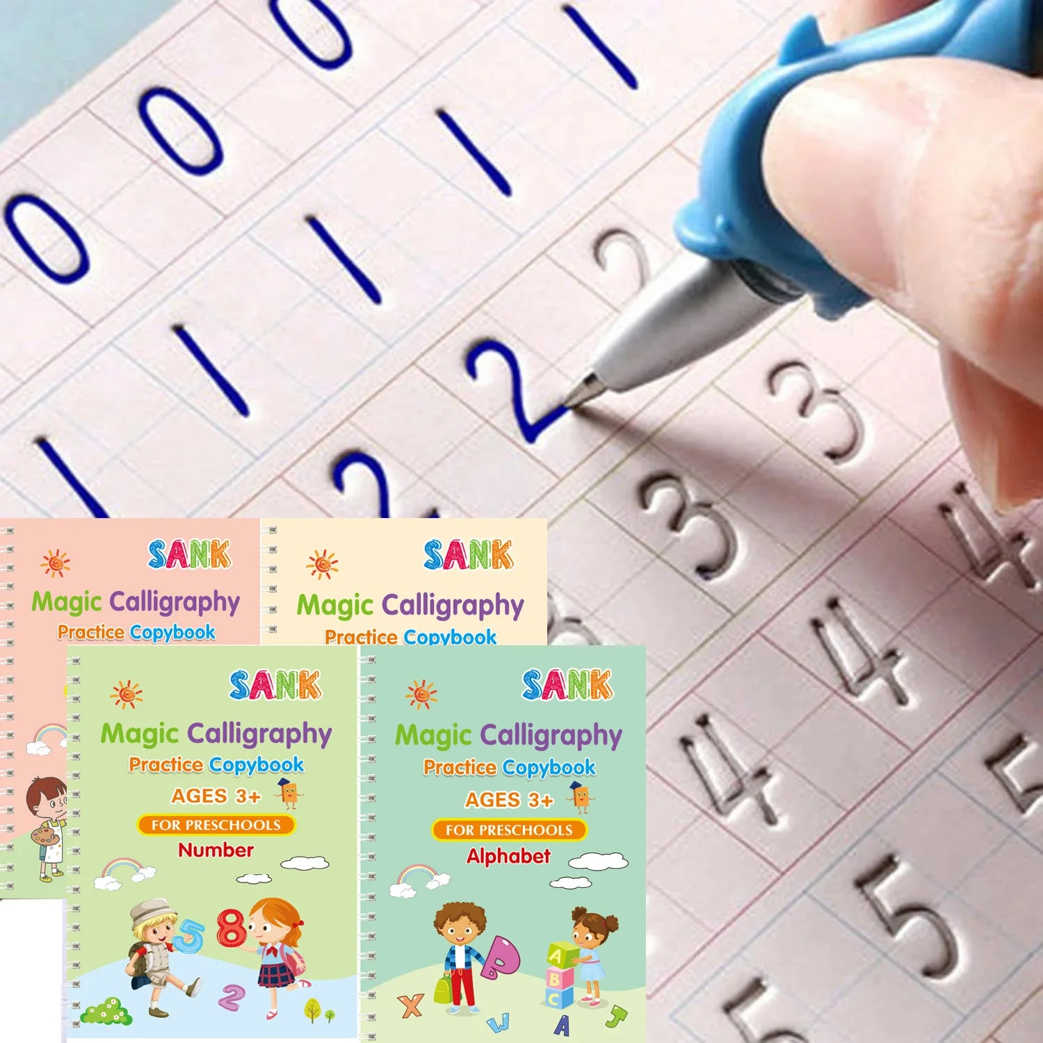 Sank Magic Practice Copybook Pen Preschools Kids Calligraphy English Verison Free Wiping Children Reusable Writing Book