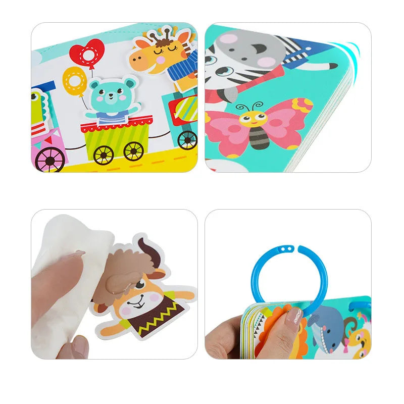 Montessori Busy Book for Kids Toddlers Educational Toys Baby Diy Paste Quiet Book Children Animals Numbers Matching Puzzles Toys