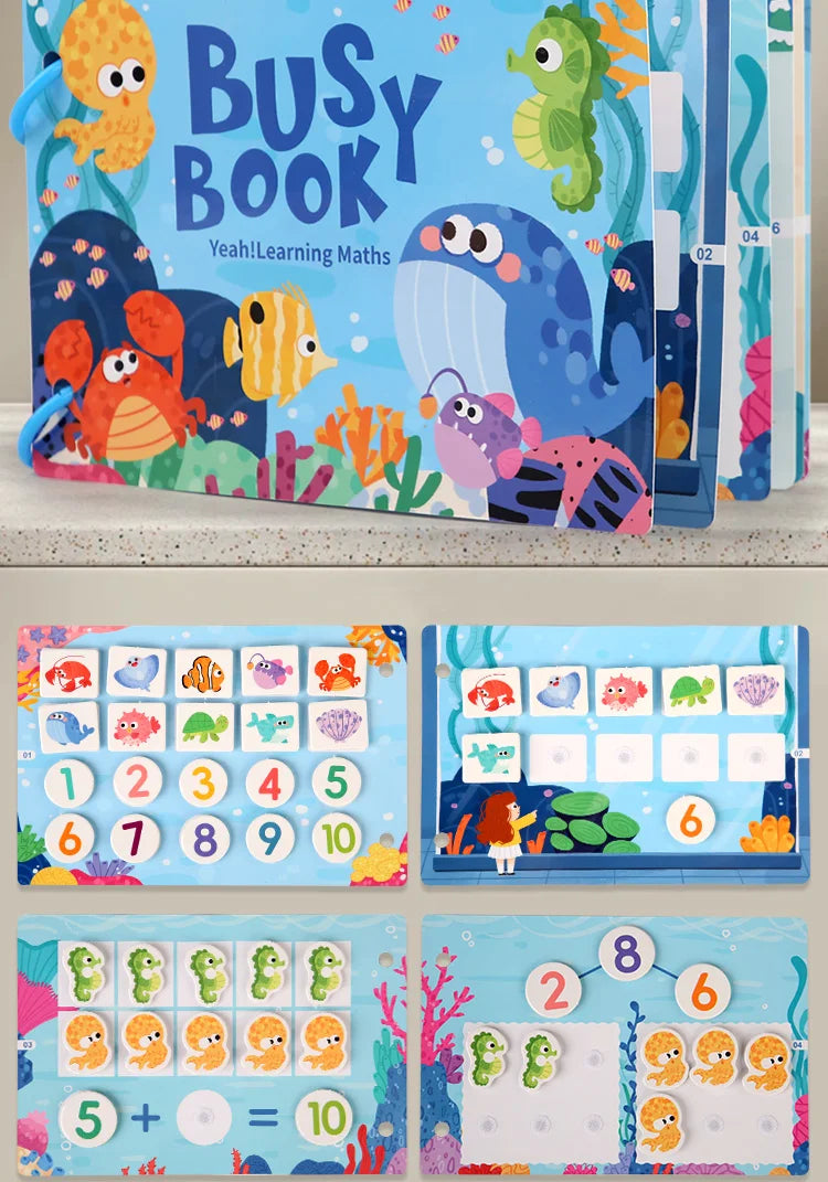 Busy Book for Kids, Animals Vehicles Dinosaurs Stickers, Matching Number & Letter Games, Interactive Learning Activity Book