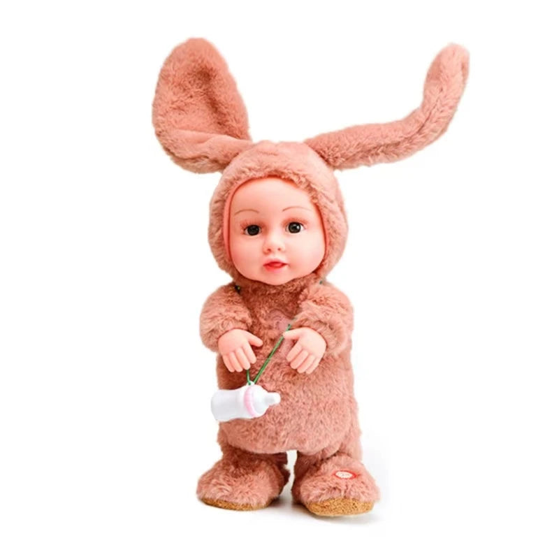 HYRAX Children's Electric Plush Baby Doll with Milk Bottle Can Sing Dance Walk Talk And Mimic Rechargeable Toy For Girls