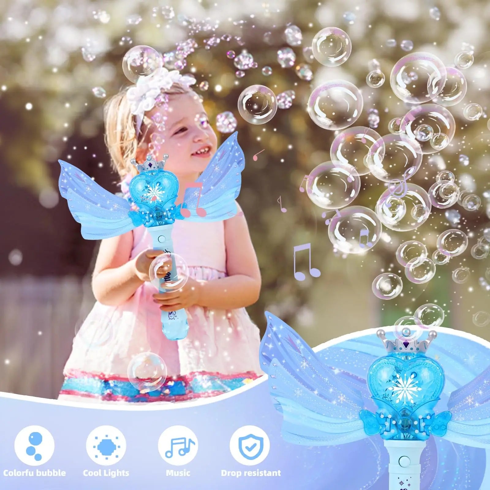 Bubble Wand for Toddlers Bubble Machine Girls Boys Electric heart-shaped Bubble Wand Bubble Maker Bubble Blower Toys Kids Gifts