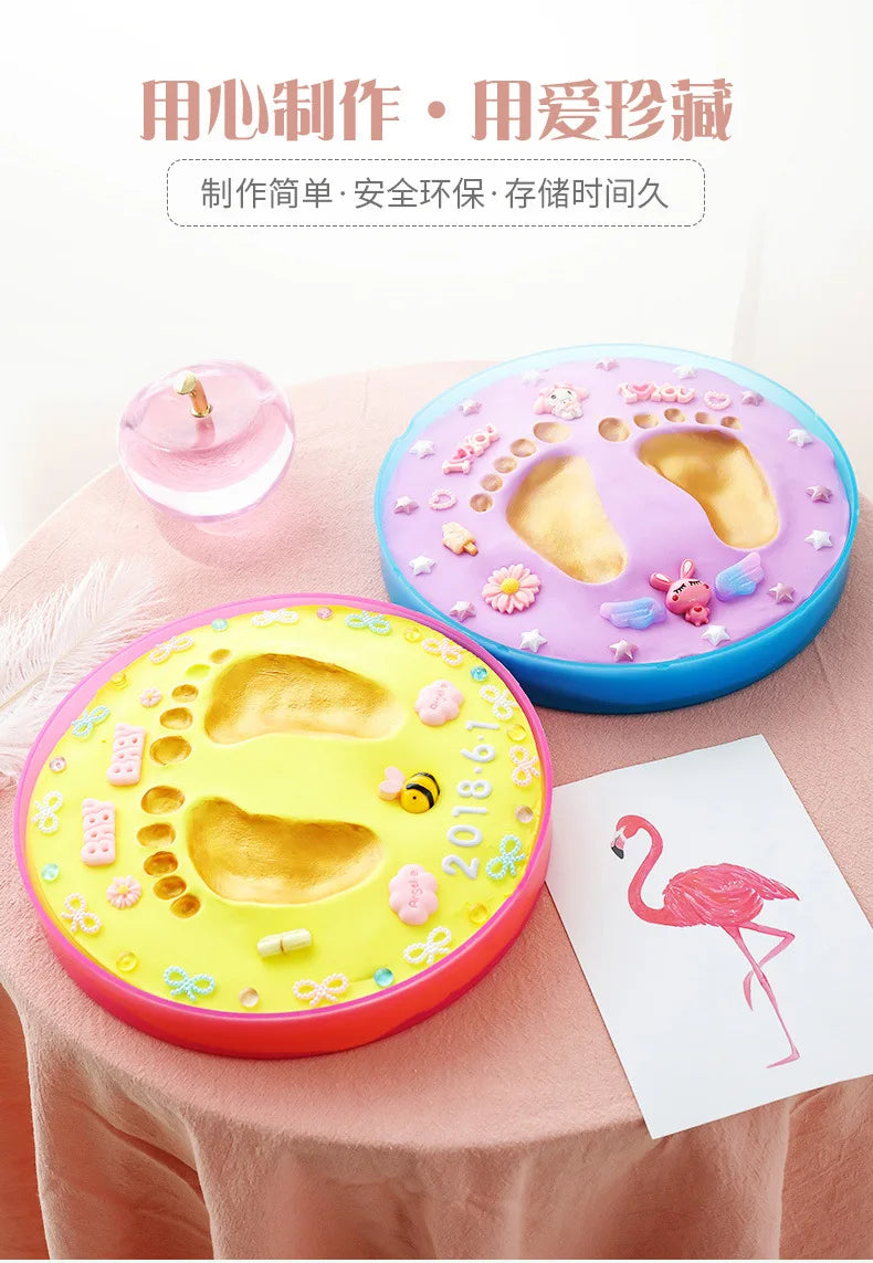 Baby Children's Hand and Foot Printing Mud Creative Diy Baby 100 Day Full Moon Gift First Year Souvenir