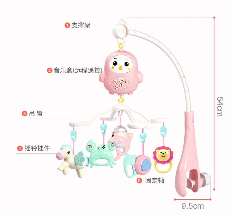 Baby Crib Mobiles Rattles Music Educational Toys Bed Bell Carousel For Cots Infant Baby Toy 0-12 Months For Newborns Toddler Toy