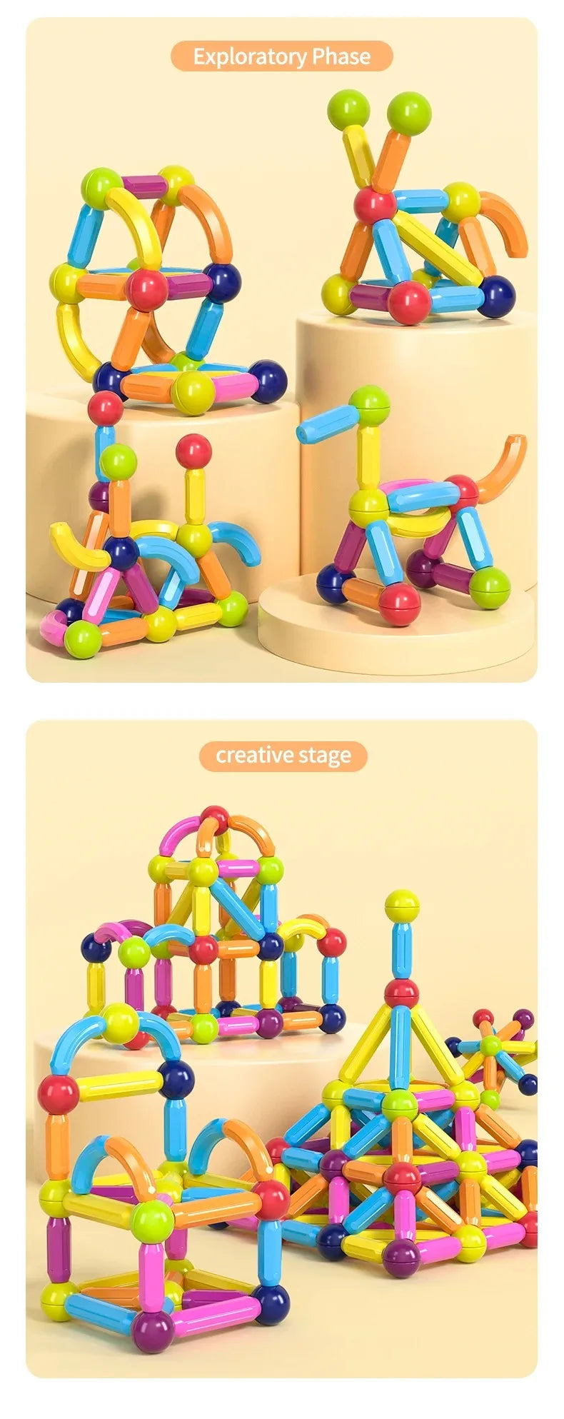 Montessori Educational Toy Magnetic Building Blocks Toy Magnetic Construction Set Magnet Ball Sticks Rod Games For Kids Baby