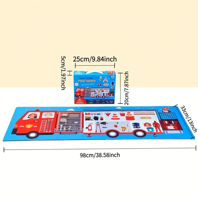 Jumbo Floor Puzzle Fire Truck Toddler Puzzles for Kids Firefighters Emergency Rescue Ambulance Jigsaw Puzzles Toys for Boy Girl
