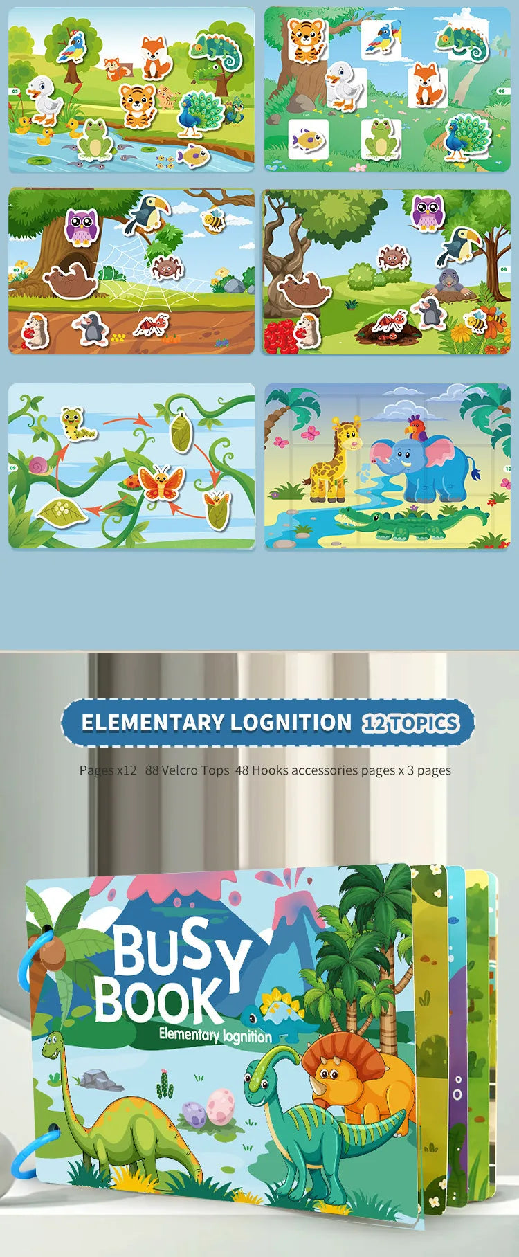 Montessori Baby Busy book My First Quiet Book Paste Early Learning Education Toy Children Toy Matching Montessori Toys for Baby