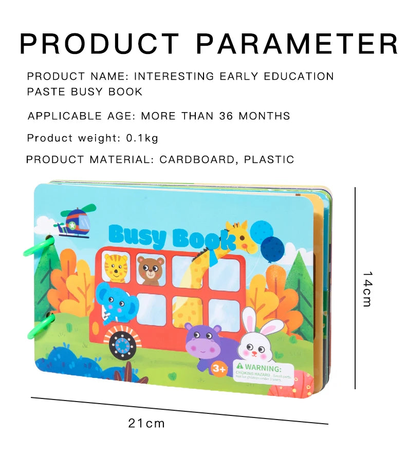1pc Enlightenment Busy Book Paper Pasting Book Operation Board Baby Learning Children's Quiet Picture Books